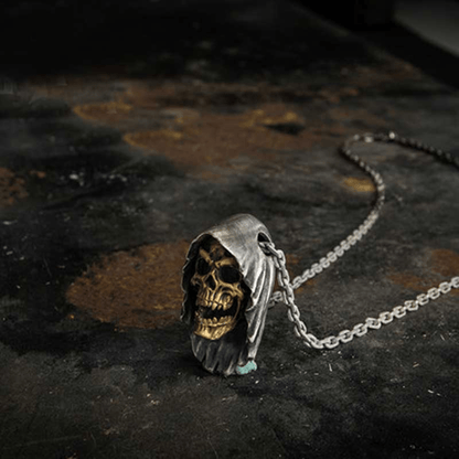 Grim Reaper Sterling Silver Skull Pendant