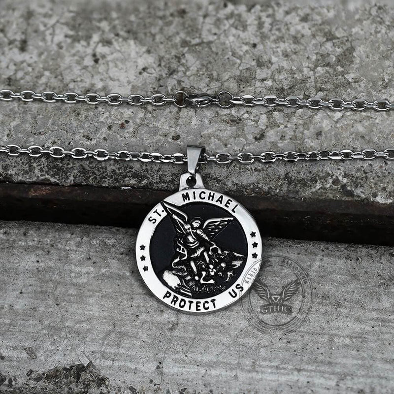 St. Michael Protect Us Stainless Steel Pendant