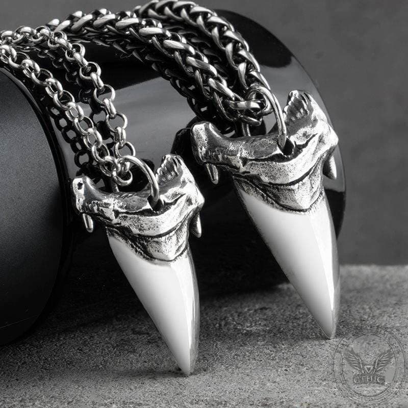Shark Teeth Sterling Silver Animal Pendant