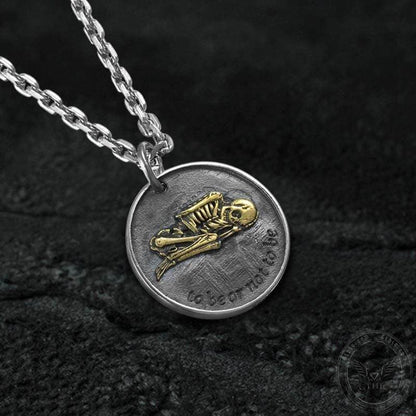 Shakespeare Hamlet Sterling Silver Skull Hobo Nickel Pendant