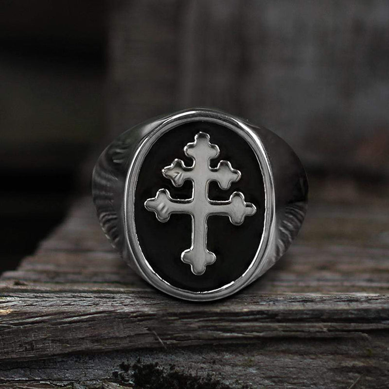Cross of Lorraine Stainless Steel Masonic Ring