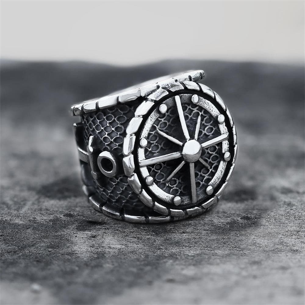 Striking Anchor and Compass Stainless Steel Marine Ring