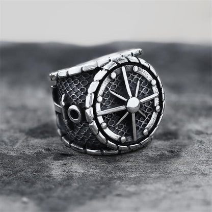 Striking Anchor and Compass Stainless Steel Marine Ring