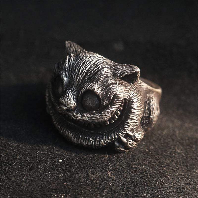 Smiling Cat Sterling Silver Brass Ring