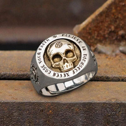 Rock Symbol Sterling Silver Skull Ring