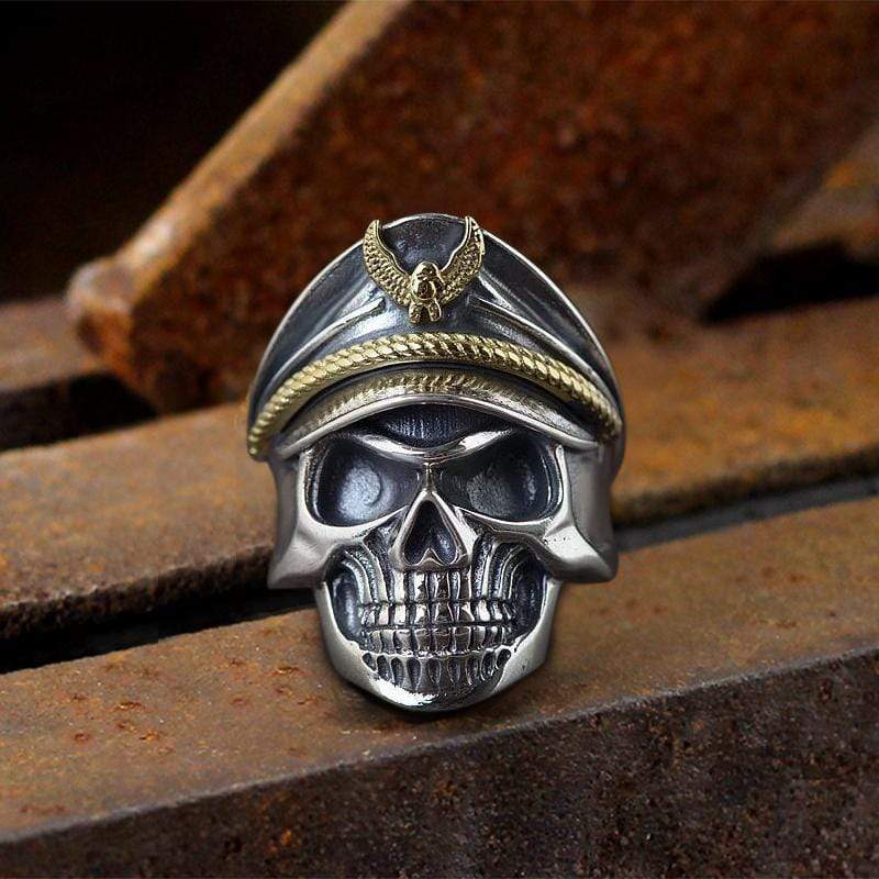 Naval Instructor Sterling Silver Skull Ring