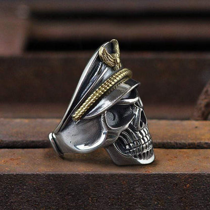 Naval Instructor Sterling Silver Skull Ring