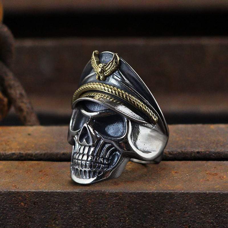 Naval Instructor Sterling Silver Skull Ring