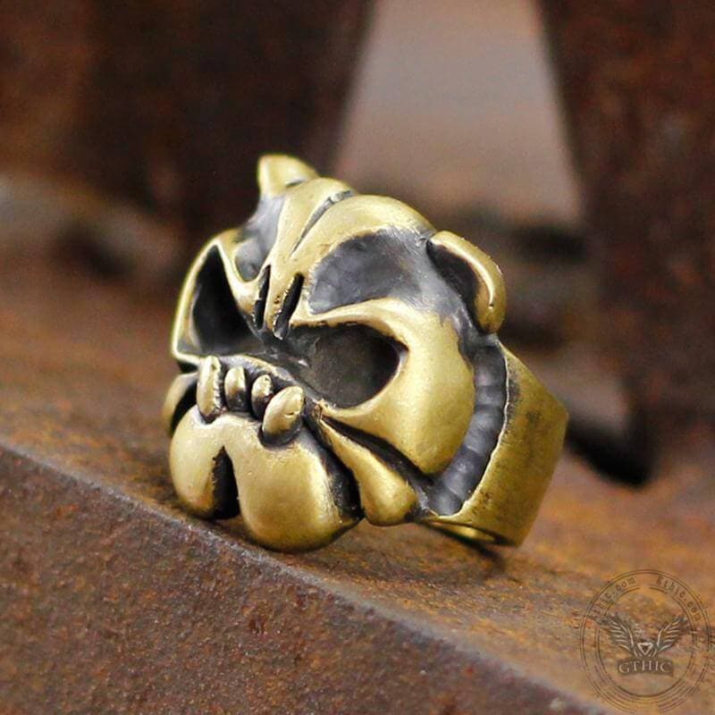 English Bulldog Brass Animal Ring
