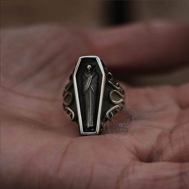 Vampire Coffin Stainless Steel Skull Ring