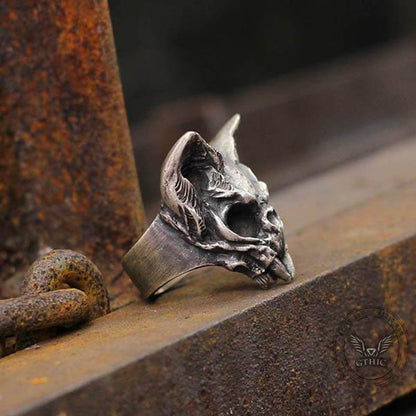 Gothic Cat Brass Skull Ring