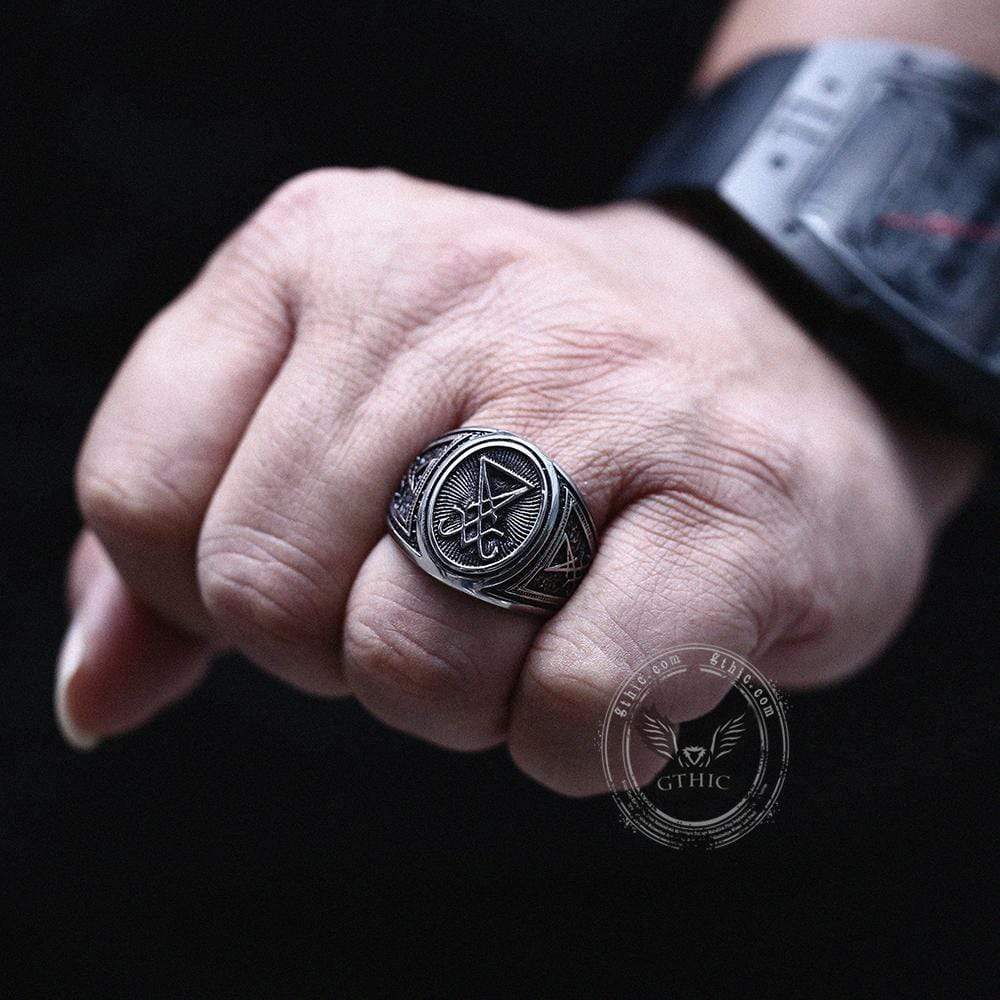 Gthic Sigil of Lucifer Stainless Steel Ring