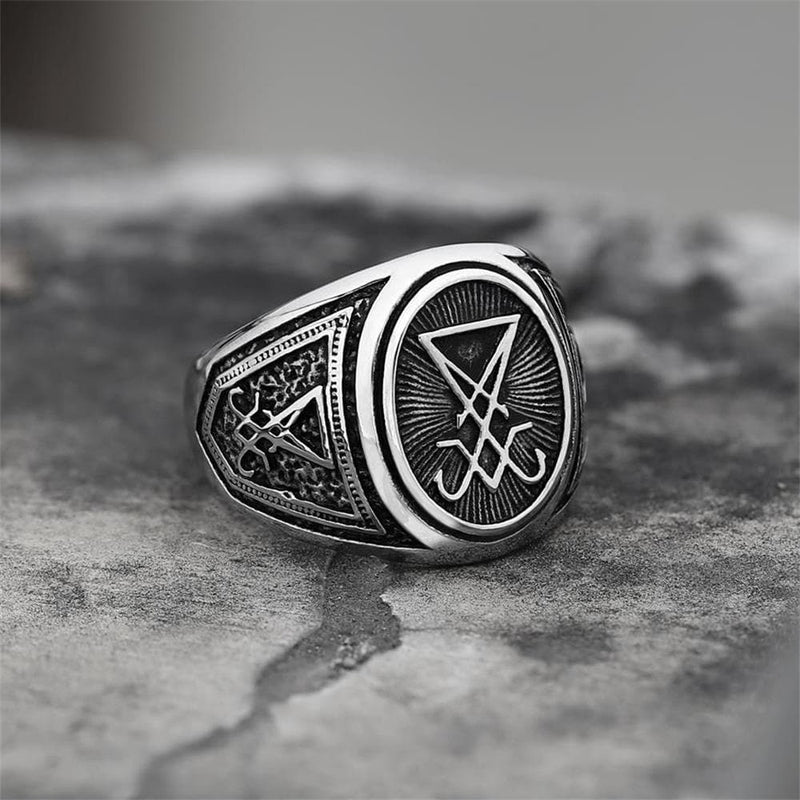 Gthic Sigil of Lucifer Stainless Steel Ring