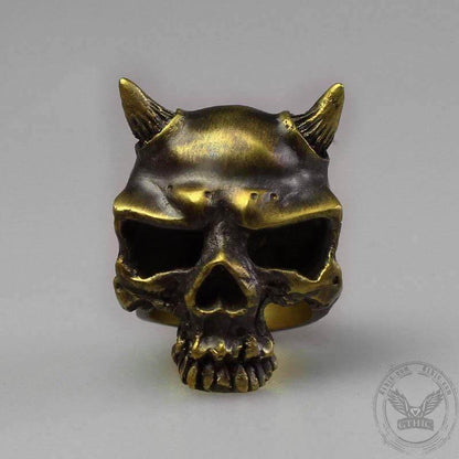 Horn Brass Skull Ring