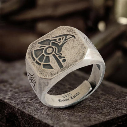 Horus and Anubis Sterling Silver Ring