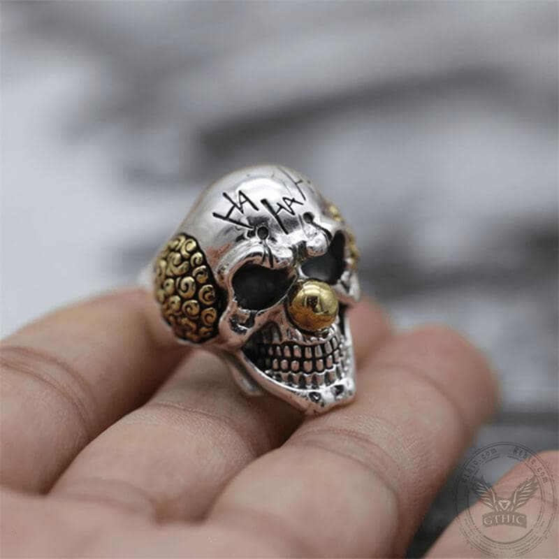 Joker Sterling Silver Skull Ring