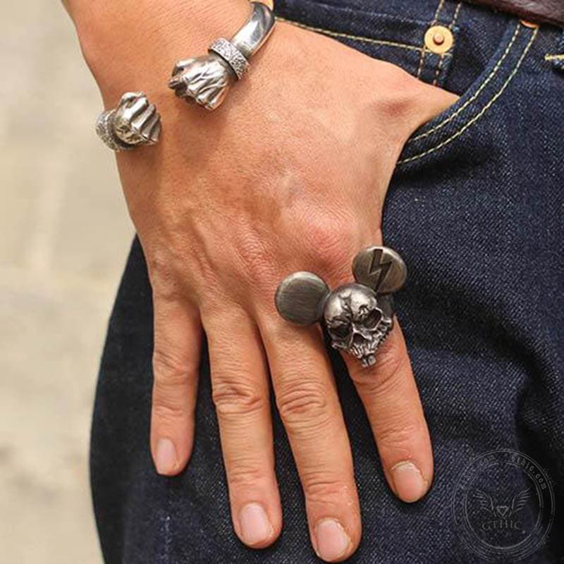 Mickey Brass Skull Ring