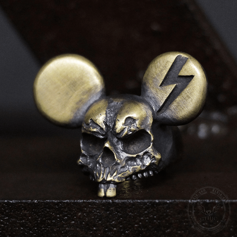 Mickey Brass Skull Ring