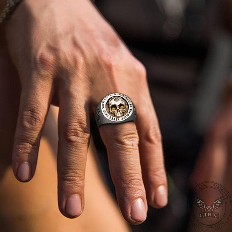 Rock Symbol Sterling Silver Skull Ring