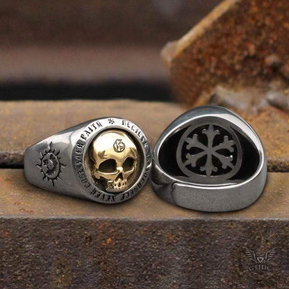 Rock Symbol Sterling Silver Skull Ring