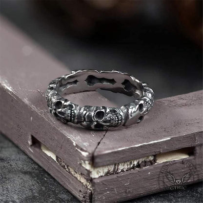 Surrounded Stainless Steel Skull Ring