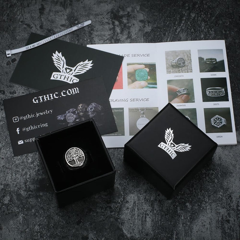 Tree of Life Signet Stainless Steel Viking Ring