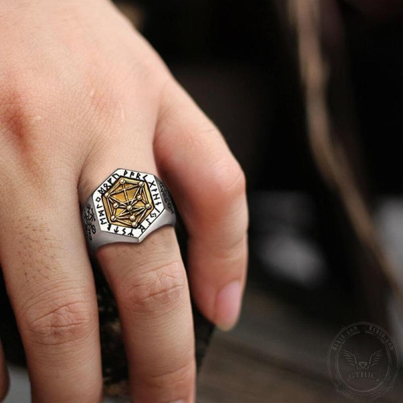 Vegvisir Totem Sterling Silver Viking Ring