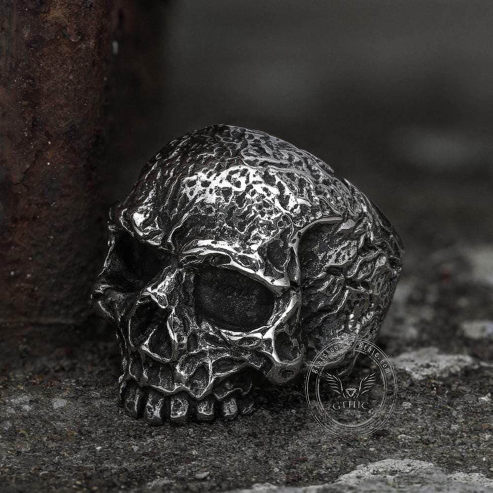 Rugged Stainless Steel Skull Ring