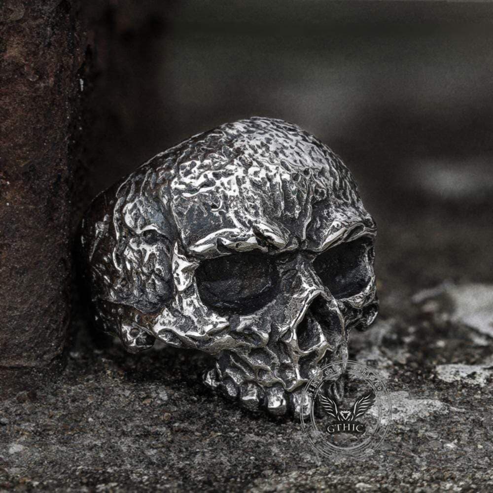 Rugged Stainless Steel Skull Ring