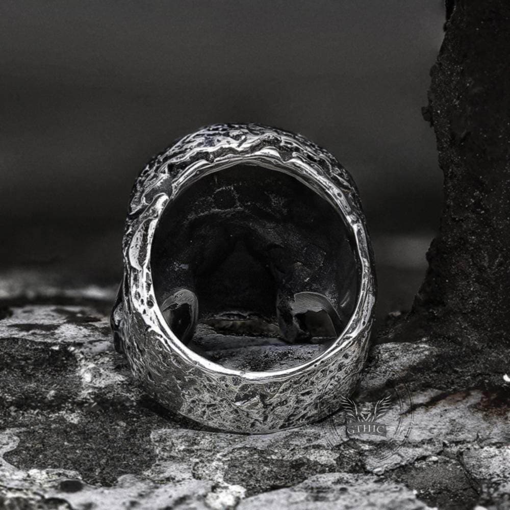 Rugged Stainless Steel Skull Ring