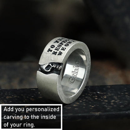 Half-faced Skull Sterling Silver Ring