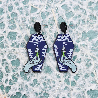 Halloween Coffin Acrylic Dangle Earrings