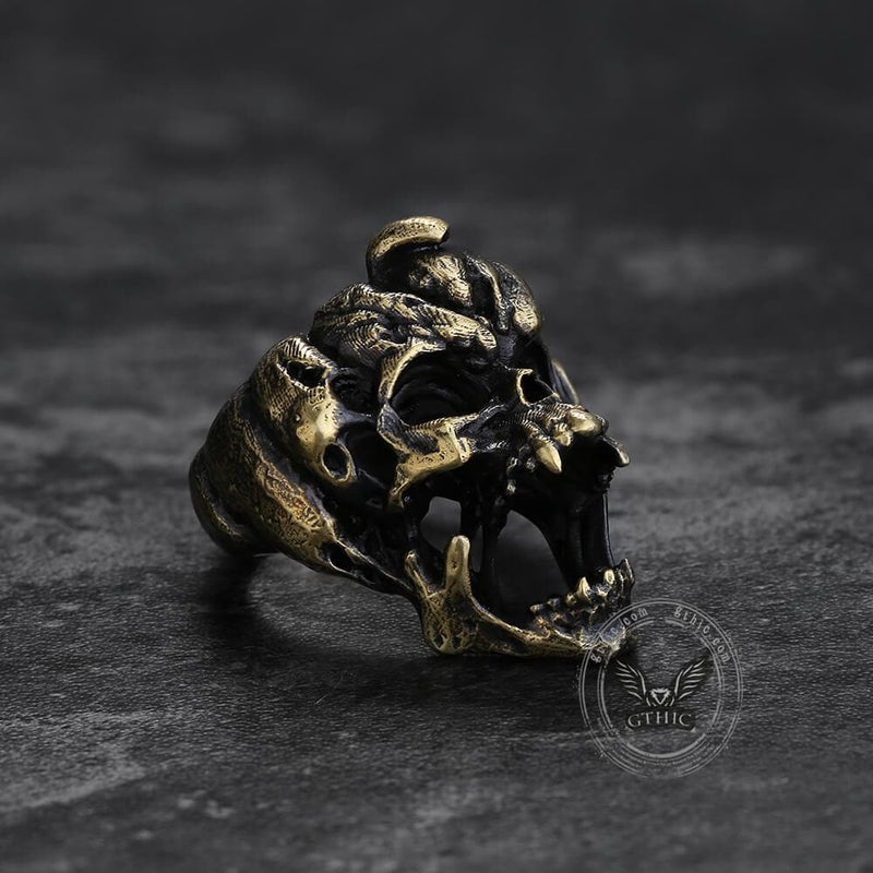 Halloween Horror Pumpkin Sterling Silver Skull Ring