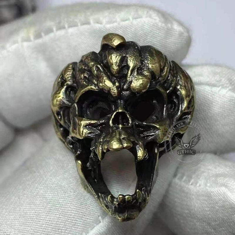 Halloween Horror Pumpkin Sterling Silver Skull Ring