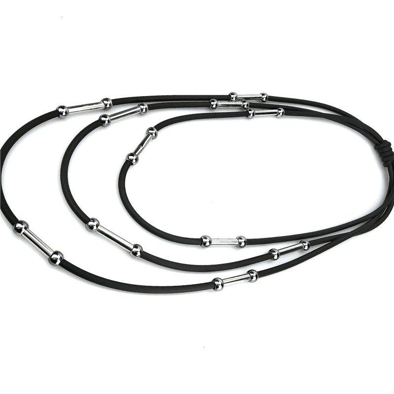 Handmade Rubber Necklaces / Black Rope Jewelry / Bohemia Statement Pendant Necklaces