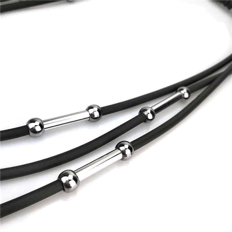 Handmade Rubber Necklaces / Black Rope Jewelry / Bohemia Statement Pendant Necklaces