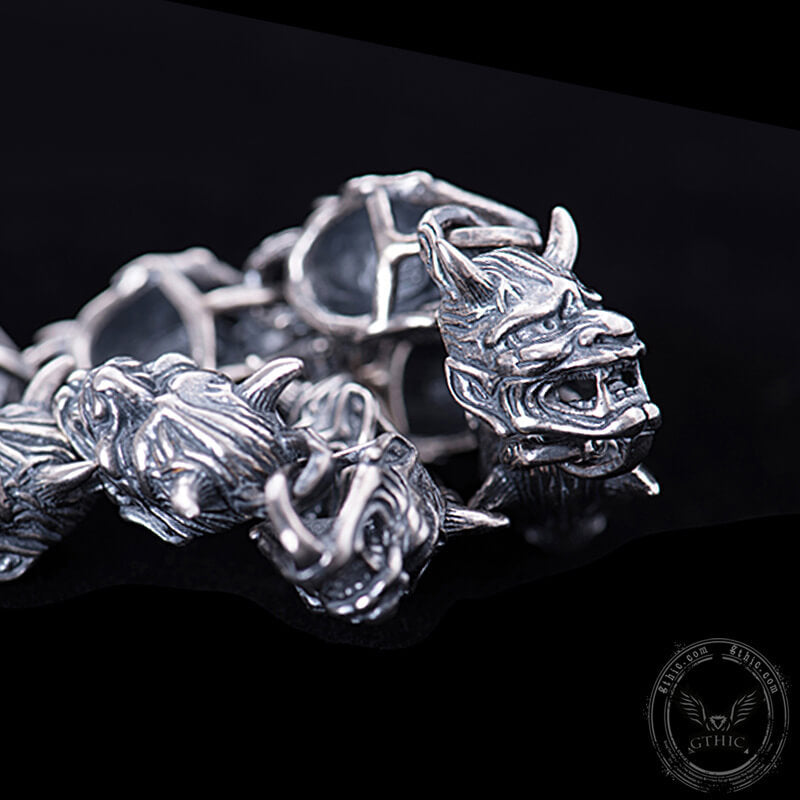 Hannya Oni Mask Sterling Silver Bracelet