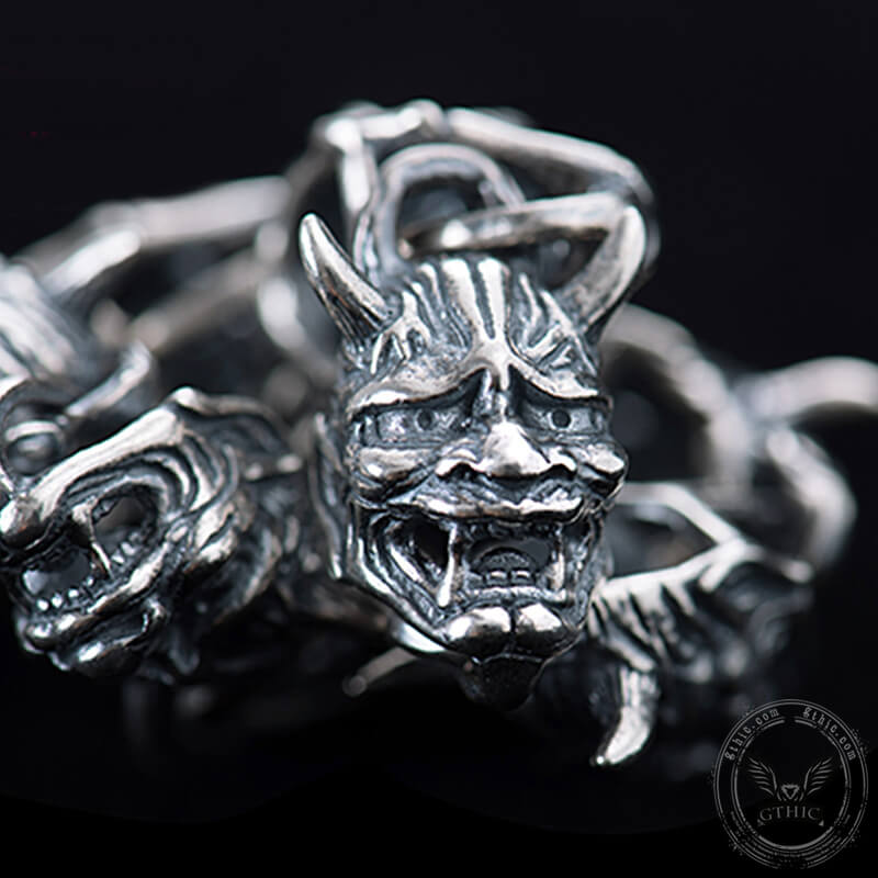 Hannya Oni Mask Sterling Silver Bracelet