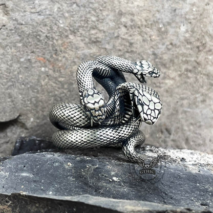The Three-headed Serpent Sterling Silver Snake Ring