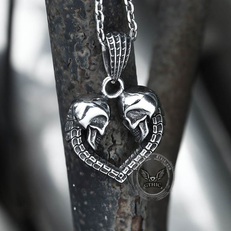 Love You Till Death Stainless Steel Skull Pendant