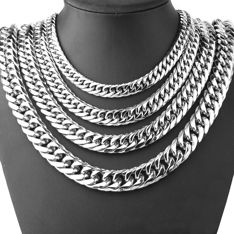 Heavy ’s Stainless Steel Cuban Link Chain Necklace