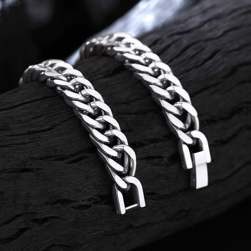 Cuban Link Chain Bracelets Set for Couple, 8/12mm Width
