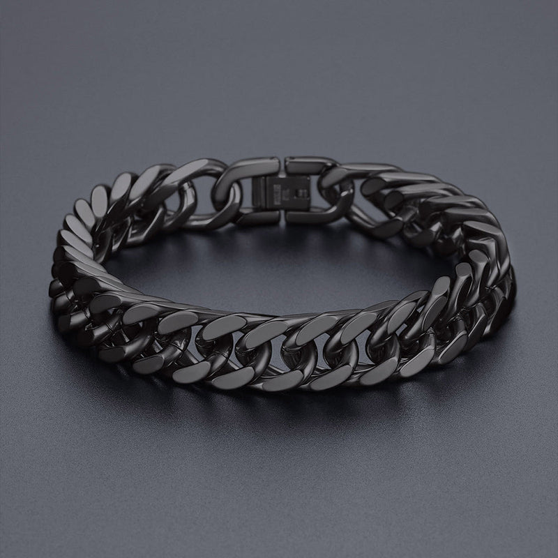 Cuban Link Chain Bracelets Set for Couple, 8/12mm Width