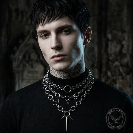 Hip-hop Punk Spiked Multi-layered Stainless Steel Necklace