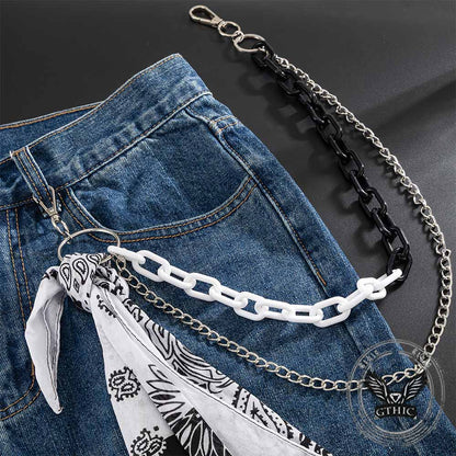 Hip Hop Cashew Flower Square Scarf Alloy Pants Chain
