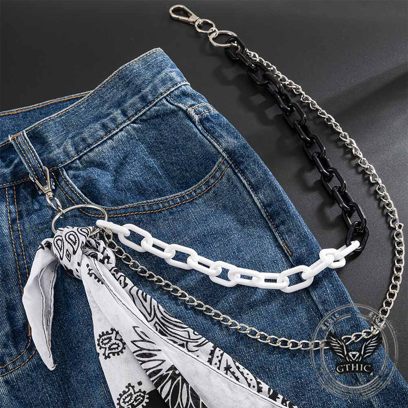 Hip Hop Cashew Flower Square Scarf Alloy Pants Chain