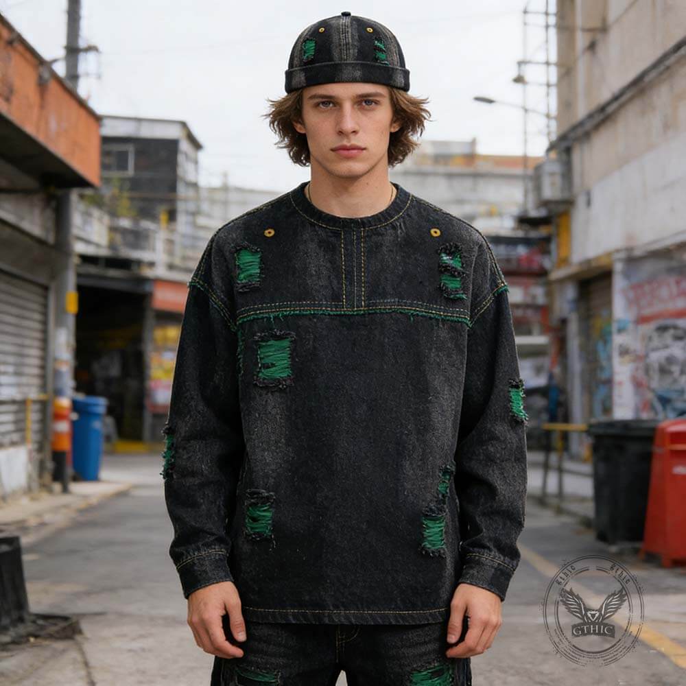 Hip Hop Ripped Washed Brimless Denim Hat