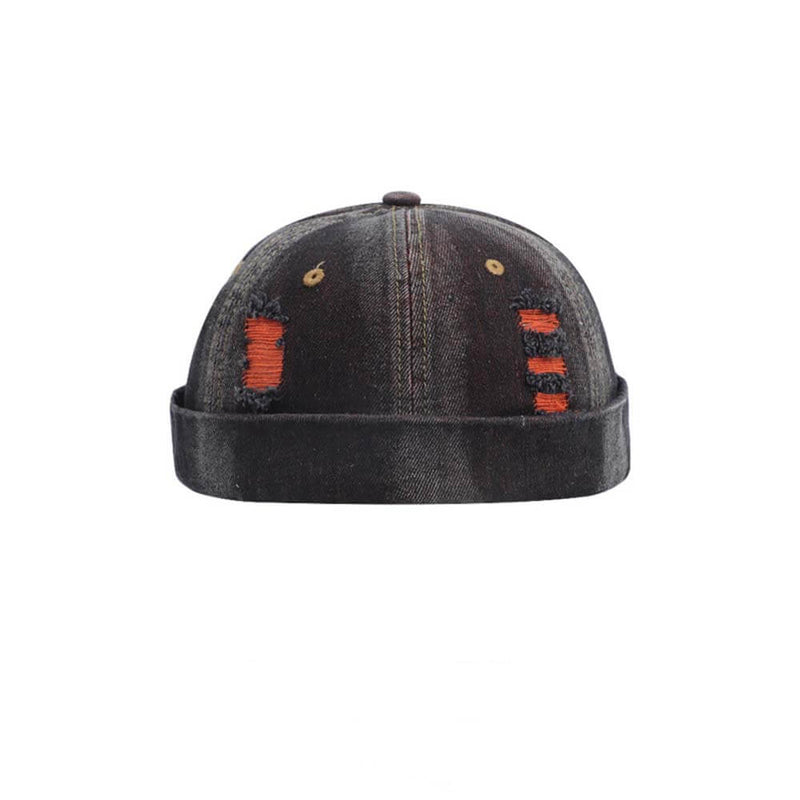Hip Hop Ripped Washed Brimless Denim Hat