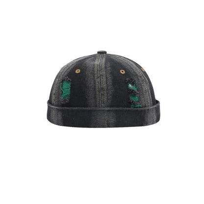 Hip Hop Ripped Washed Brimless Denim Hat