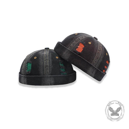 Hip Hop Ripped Washed Brimless Denim Hat
